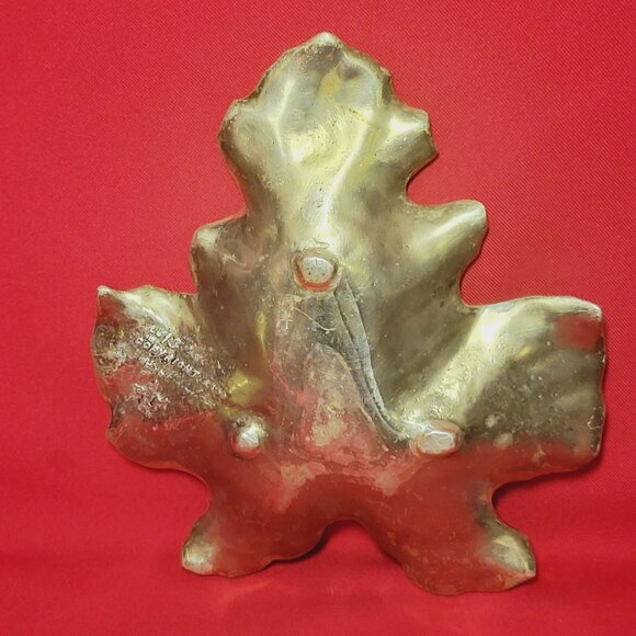 Cast Solid Brass Fig Leaf Dish Tray By Virginia Metalcrafters Circa 1948 - Picture 3 of 12
